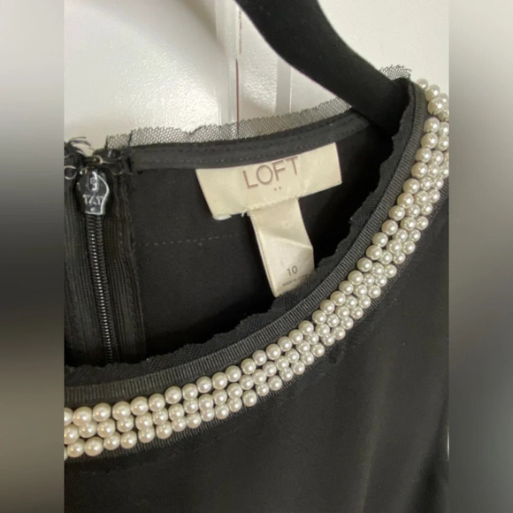 LOFT Pearl Detailed Collar Black Sheath Dress Sleeveless Cocktail Party … - Picture 5 of 12